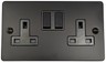 G&H FFB910B Flat Plate Matt Black 2 Gang Double Plug Socket 2.1A USB | eBay