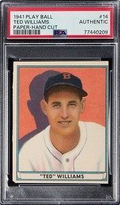 1941 PLAY BALL #14 TED WILLIAMS PAPER VARIATION HALL OF FAME AUTHENTIC PSA A