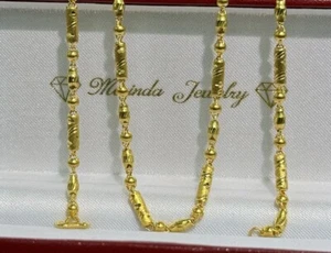 24k Solid Yellow Gold Unisex Beaded Ball Chain Necklace. 18”. 11.48 Grams - Picture 1 of 10