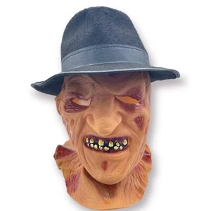 Freddy Krueger Latex Maske mit Hut. Erwachsene klein/kind groß Halloween - Bild 1 von 3