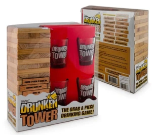 Drunken Tower Janga Shot Glasses Drinking Game Party Gag Alcohol Hen Bucks Night - Picture 1 of 2