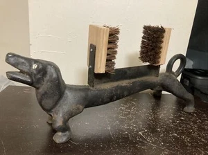 Vintage Cast Iron Dachshund Wiener Dog 21” Boot Brush Door Stop With Scraper - Picture 1 of 15