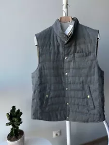 $3700 Brunello Cucinelli Mens Vest Linen New Item Size Medium Navy - Picture 1 of 14