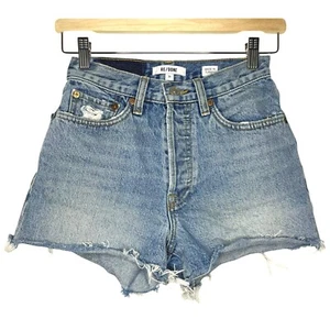 Redone anni 70 vita alta corta donna 24 cotone leggero indossato vintage denim tagliato fuori - Foto 1 di 14