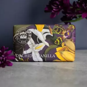Luxury Soap Bar Natural Vegan Shea Butter Kew Gardens Orchid & Vanilla 240g - Picture 1 of 2
