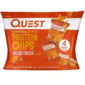 Quest Tortilla Style Protein Chips, Nacho Cheese, 1.1oz, 4 Ct - Picture 1 of 3