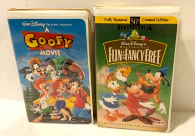 Lot of 2 Disney VHS, Clam Shell Movies - A Goofy Movie & Fun and Fancy Free 50th — 第 1/4 张图片