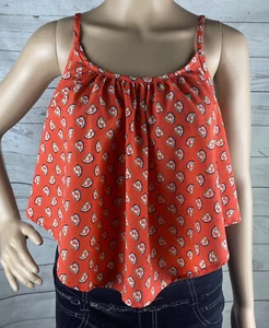 Rue 21 Cropped Tank Top Small Coral Paisley Floral Print Spaghetti Strap Shirt - Foto 1 di 12