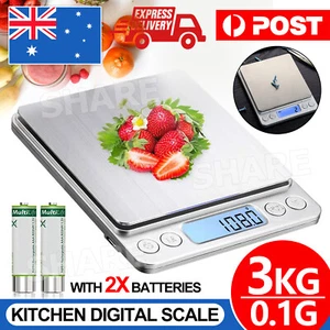 3kg/0.1g Kitchen Digital Scale LCD Electronic Balance Food Weight Postal Scales - Picture 1 of 10