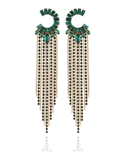 GUESS Crystal Semi-Circle & Fringe Chandelier Earrings - Picture 1 of 1