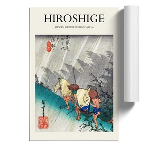 Weißer Regen bei Shono von Utagawa Hiroshige ungerahmtes Wandbild Poster Druck Dekor - Bild 1 von 4
