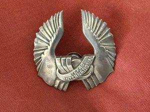 1940’s Texas International Airlines Pilot Hat Badge 1st Issue STERLING Hallmark - Picture 1 of 7