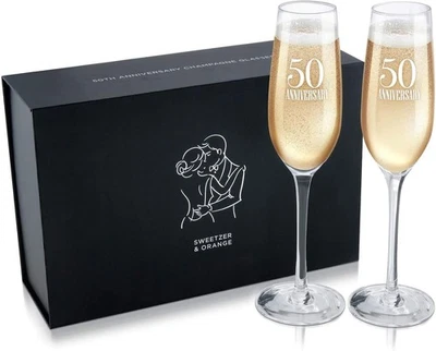 Флейты для шампанского 50th Anniversary на 2 штуки (упаковка из 1),  - Изображение 1 из 4