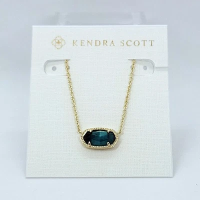 Pingente Kendra Scott Elisa colar de ouro em pedra verde olho de gato - Imagem 1 de 3