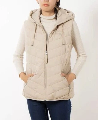 Ralph Lauren-黑色标签-连帽松饼背心桦木霜女式小号 — 第 1/4 张图片