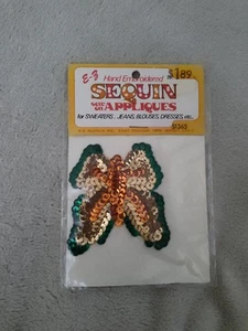 VTG Hand Embroidered Sequin Sew~On Appliques-BUTTERFLY - Picture 1 of 7