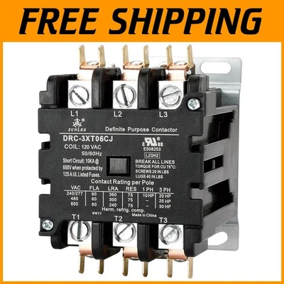 Reliable 60A UL Approved Contactor with Silver Cadmium Oxide Contacts - HVAC Use - Image 1 of 4