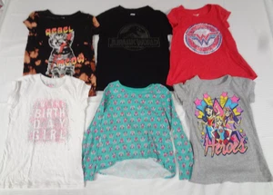 LOT OF 6 GIRLS T-SHIRTS SIZE 5T WONDER WOMAN OWLS CAT REBEL MEOW BIRTHDAY #67 - Picture 1 of 10