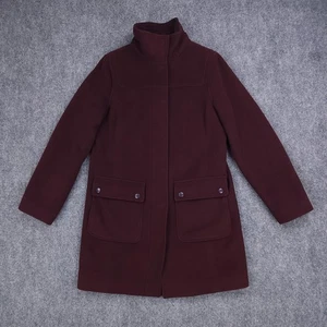 LL Bean Coat Womens 6 Burgundy Wool Thinsulate Quilted Lined Stand Collar Zip - Picture 1 of 16