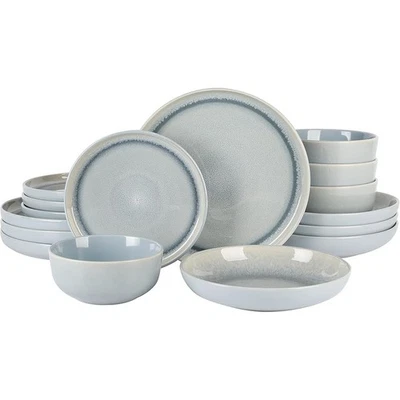 Juego de vajilla de gres reactivo servicio 4 platos artesanales azul cobalto cuencos Foto 1 de 4