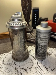 1972 Avon Hunter Scene Smoked Metallic Glass 7.5” Stein W/Metal Flip Lid - Picture 1 of 14