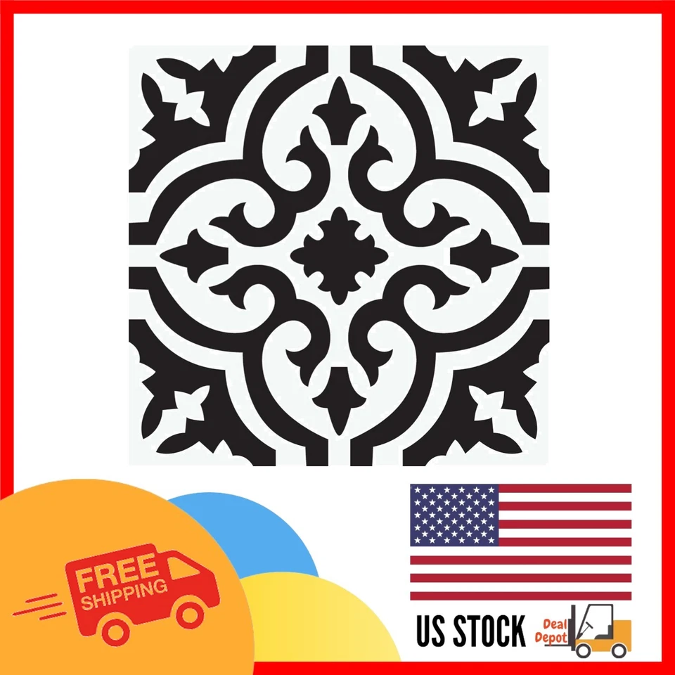 FloorPops Black Parma Peel & Stick Floor Tiles FP3828 12"L "W x 0.06"T