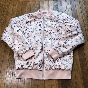 Adidas Love Set Reversible Satin Bomber Jacket Pink Women’s M Floral AOP DN9099 - Picture 1 of 12