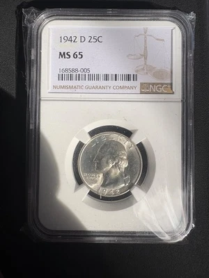 1942 D  Washington Quarter  NGC MS65 - Image 1 of 4