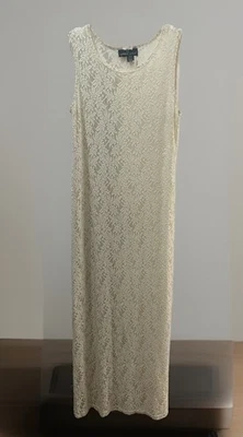 Vestido largo completo vintage Carole Little marfil encaje transparente talla M día y noche LEER Foto 1 de 4