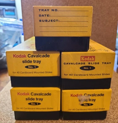 5 Vtg Eastman Kodak Cavalcade Slide Trays #1 In Original Boxes & Slide Holders  - Image 1 of 4