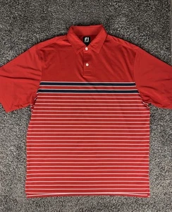 Camisa polo de golf FootJoy roja a rayas rendimiento para hombre manga corta informal talla XL - Imagen 1 de 9