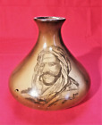 Antique Westmoreland Middle Eastern Man Portrait Squat Milk Glass Vase