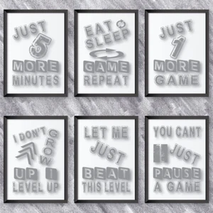 Graue Spieldrucke Jungen Schlafzimmer Spiele Zimmer Poster Gamer Wandkunst Schlafzimmer Dekor - Bild 1 von 16