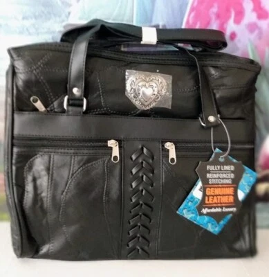 Cartera Embassy Italiana Cuero con Tono Plateado Corazón Medallón *Muy Rara* Foto 1 de 2