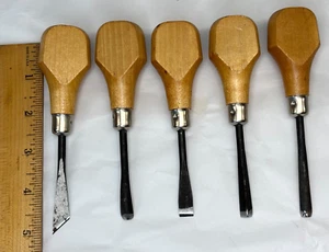 Woodworking Chisels Set 5 Wood Carving Tools Unbranded 5" to 5.25" Very Sharp - Picture 1 of 6