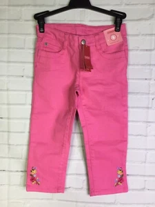 Gymboree Girls Size 5 Pink Cropped Jeans Floral Embroidered Adjustable Waist NEW - Picture 1 of 5