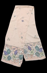 Ginnie Johansen Scarf Floral Apricot floral dots Rectangle Silk Made in Italy - Picture 1 of 7