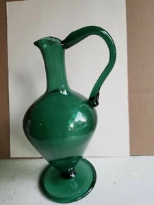 Large 12" Mouth Blown Art Glass Ewer Pitcher From Belgium - Picture 1 of 5