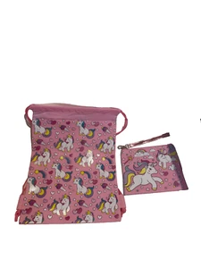 Unicorn Backpack Drawstring Bags for Kids Swim Bag for Beach & Pencil Case Set - Picture 1 of 5