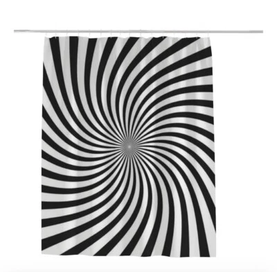 Shower Curtain Stereoscopic Misalignment Map Twilight Zone Decor Black/White - Image 1 of 4