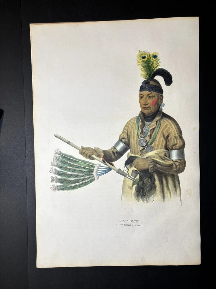 1836 McKenney & Hall Folio Naw Kaw A Winnebago Chief - Image 1 of 4