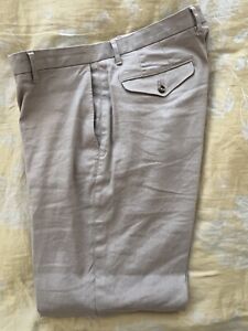 Proper Cloth Beige Cotton Linen Pants, W35 L28.5