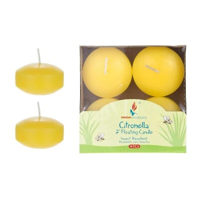 Mega Candles - 2" Citronella Scented Floating Disc Candles - Yellow, Set of 4 - Image 1 of 3