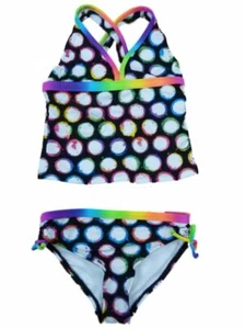 Angel Beach Girls Black Polka Dot Swimming Suit Swim Tankini Bathing Suit 2 PC - Picture 1 of 1