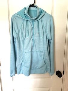 Tangerine Ladies Hooded 1/2 Zip Pullover Sweatshirt Size XL Green & White - Picture 1 of 5
