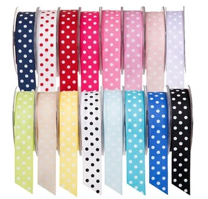 Satin Ribbon Reels Rolls 20 Metre Polka Dot Spotty Width 10-38mm Craft Wrap Gift - Picture 1 of 17