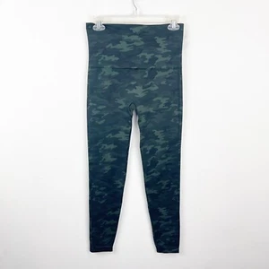 Spanx Womens Look At Me Now Seamless Leggings in Green Camo Sz L Full Length - Picture 1 of 8