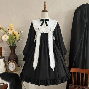 Vestido quirúrgico Hymn Cross diseño original para mujer Lolita manga larga negro de una pieza - Imagen 1 de 10