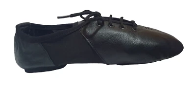 JAZZ DANCE SHOES Black Leather Neoprene Lace up irish Leotard Split Sole Pump 04 - Image 1 of 4