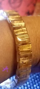 Natürliches Gold Rutil Quarz Kristall Rechteck Qualität Damen Armband 9 mm 5 mm - Bild 1 von 2